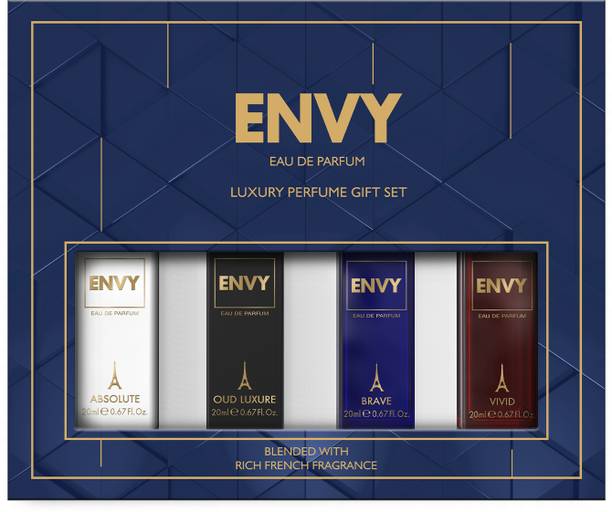 Envy Absolute, OUD Luxure, Brave & ViVid – 4×20 ml Luxury EDP Gift Pack Eau de Parfum  -  80 ml