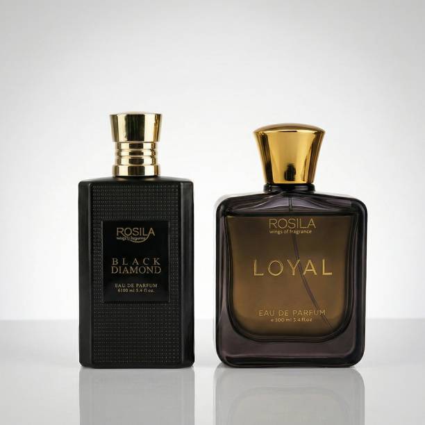 ROSILA Black Diamond & Loyal Long Lasting Perfume 100ml*2 With Amber & Jasmine Notes Eau de Parfum  -  200 ml