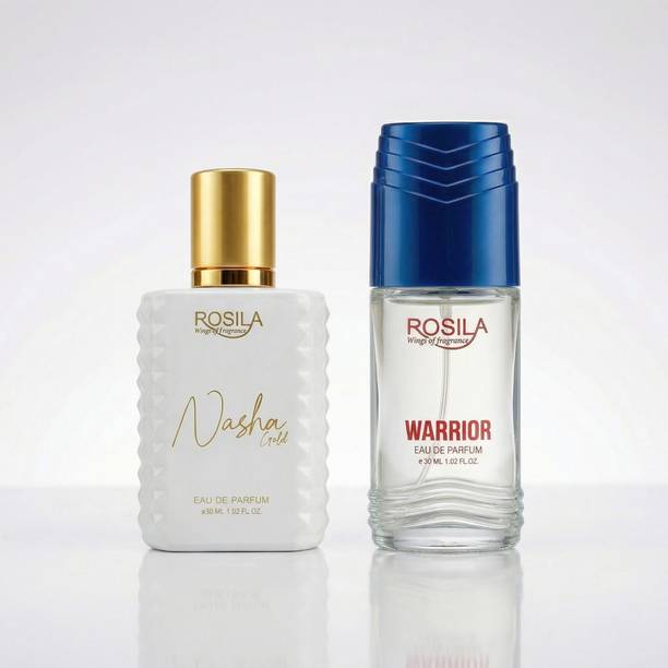 ROSILA Nasha gold & Warrior Long Lasting Scent 30ml*2 Sweet Vanilla & Cedar Wood Notes Eau de Parfum  -  60 ml