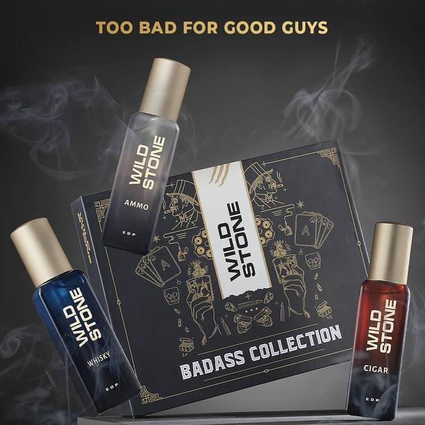Wild Stone Whisky, Cigar & Ammo Collection of Premium Perfume Gift Set | 20ml Each | Eau de Parfum  -  60 ml