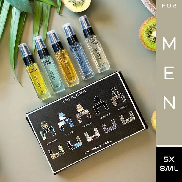 BRIT ACCENT | Perfume Gift Pack for Men | 5 x 8ml | Premium Fragrances | Eau de Toilette  -  40 ml
