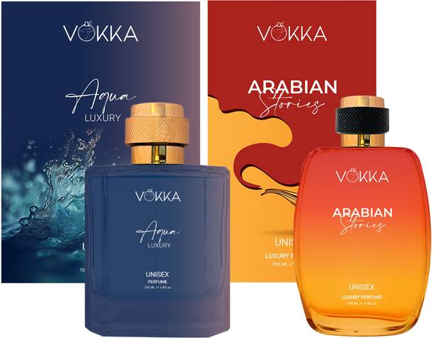 VOKKA Aqua & Arabian Stories 200 ml | Pack of 2 x 100ml Long Lasting Perfume Gift Set Eau de Parfum  -  200 ml