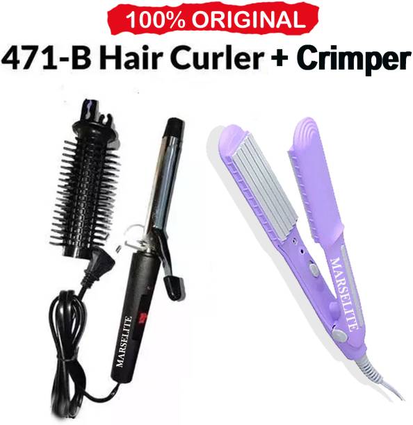 MARSELITE Combo of Hair Curler & Hair Crimper Machine for Girls (Crimper+Curler) Electric Hair Styler