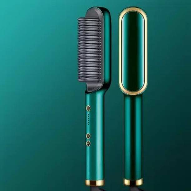 Fitaza Professional Hair Brush Curling Anti-perm Straight Styler Frizz-Free Silky Professional Hair Straightener Comb Ceramic Hair Curler HQT 909B 5 Heat Settings Hair Straightener Brush