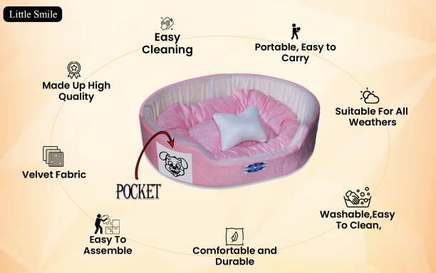 Little Smile Puppy Pocket Printed Soft Ethinic Designer Reversible Pet Bed for Dogs and Cats XXXL Pet Bed