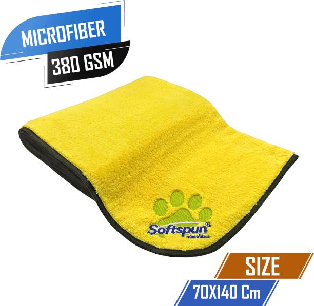 SOFTSPUN Microfiber Pet Towel 70x140cms 1pcs 380gsm yellow, cat Dog Blanket (Microfiber) Cat, Dog Blanket