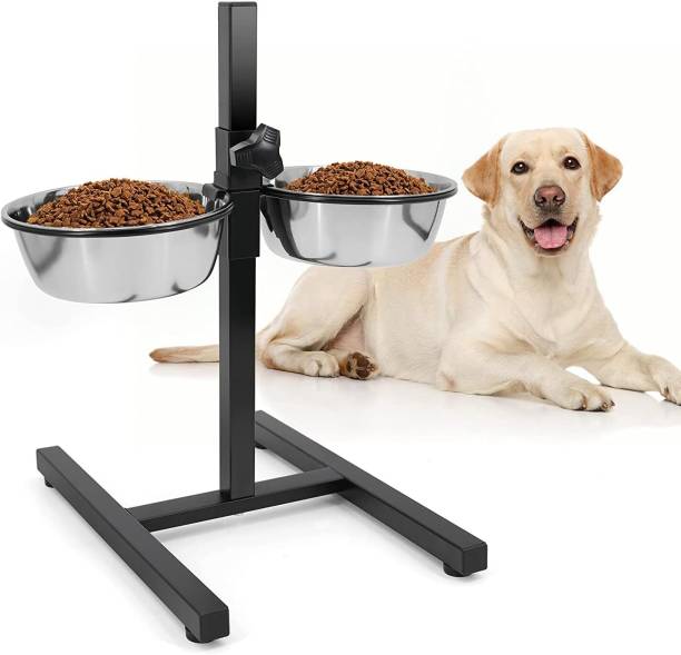Movson Large Pets Bowl Adjustable Elevated Pet Feeder Raised Dog & CatFood/Water Bowl Stainless Steel Pet Bowl