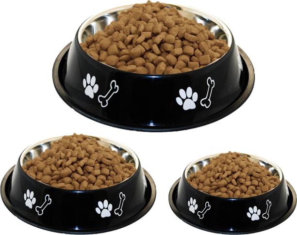 Movson Small, Medium & Large Size Printed Pet Bowl for Cats & Dogs Stainless Steel Pet Bowl