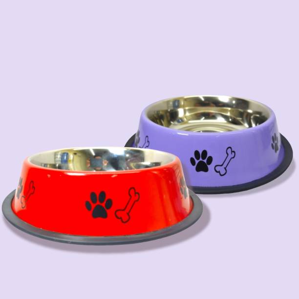 FOURESTA Dog Bowl 710 ML Stainless steel Anti Skid Bowl for Dogs and Pts ROUND Stainless Steel Pet Bowl