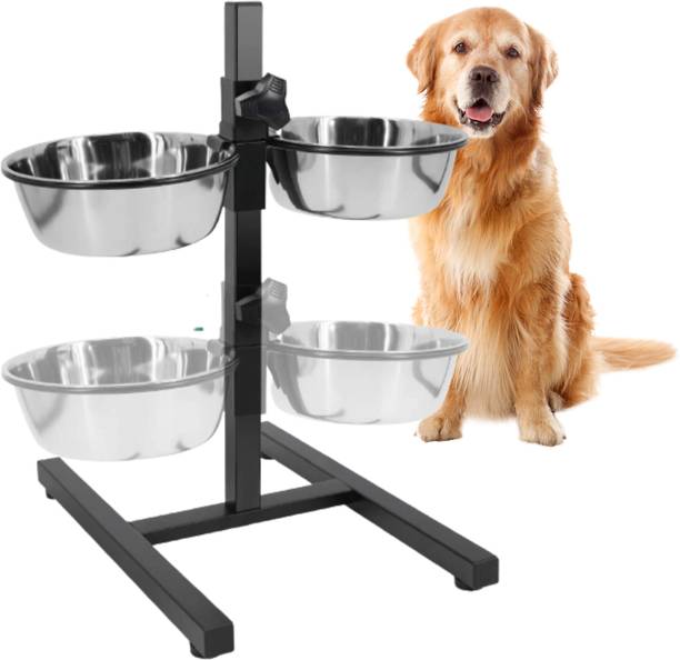 Movson 2.75ltr. Extra Large Pet Bowl with Adjustable Steel Stand Stainless Steel Pet Bowl