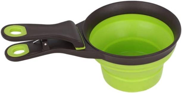 Foodie Puppies 3-in-1 Foldable Collapsible Bowl/Measuring Cup/Spoon & Bag Clip, 237ml-Pack of 1 Silicone Pet Bowl