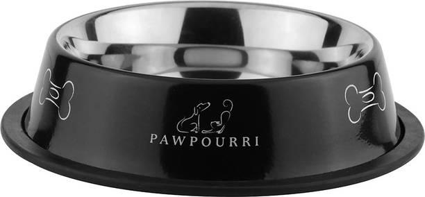 PAWPOURRI Printed Anti-skid Water and Food Feeding for Dogs and Cats Feeder Stainless Steel Pet Bowl