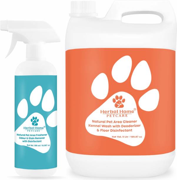 Herbal Home Pet Area Freshener(500ml) & Pet Area Cleaner(5L) - Odour & Urine Smell Remover Pet Cage Cleaner