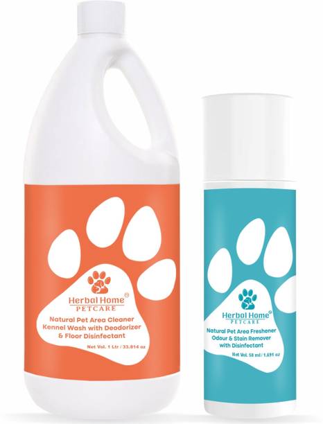 Herbal Home Pet Area Freshener(50ml) & Pet Area Cleaner(1L) - Odour & Urine Smell Remover Pet Cage Cleaner