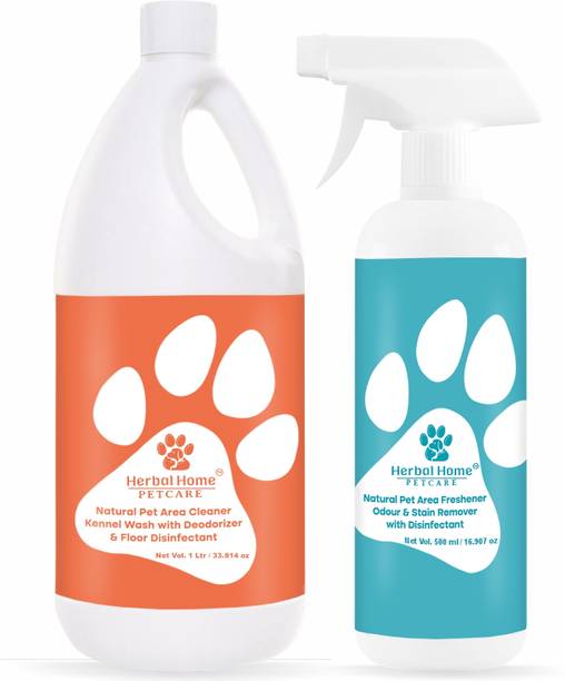 Herbal Home Pet Area Cleaner + Freshener(1000ml+500 ml) | Pet Odour & Urine Smell Remover Pet Cage Cleaner