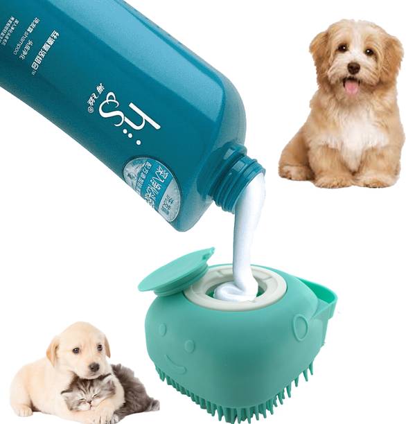 SHOPET BATHING SHAMPOO DISPENSER SILICONE BRUSH For PETS Pet Cage Cleaner
