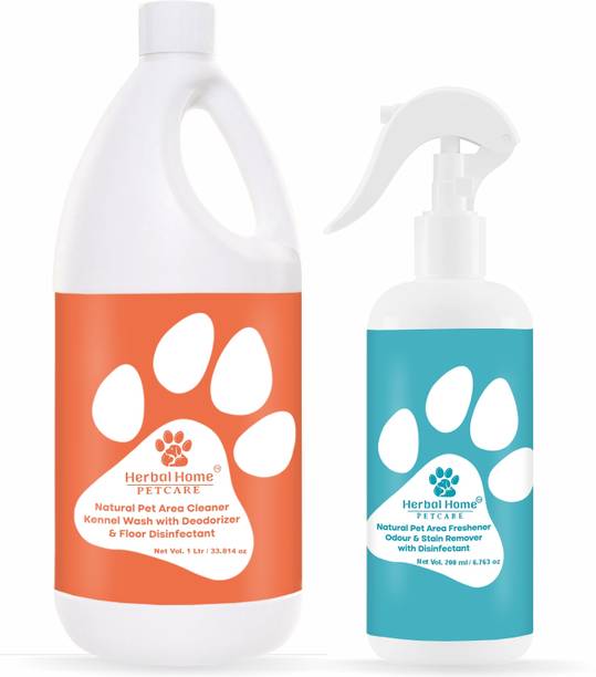 Herbal Home Pet Area Freshener(200ml) & Pet Area Cleaner(1L) - Odour & Urine Smell Remover Pet Cage Cleaner