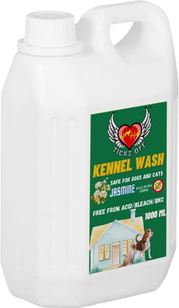 Tickz Off Kennel wash Pet Area Freshener- 1L Odour Remover Urine Free Odour - Jasmine Pet Cage Cleaner