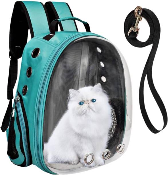 Buraq Astronaut Transparent Pet Carrier Backpack With Collar - For Travel , Hiking SEA GREEN Backpack Pet Carrier