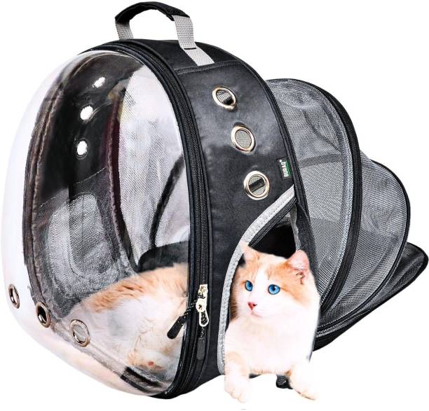 Buraq Back Expandable Astronaut Transparent Pet Carrier Backpack - For Travel | Hiking Black Backpack Pet Carrier