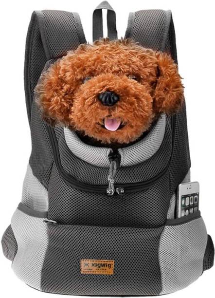 Xigwig Dog Carrier Backpack Pet Dog Carrier Front Pack Breathable Head Out Reflective Black Backpack Pet Carrier