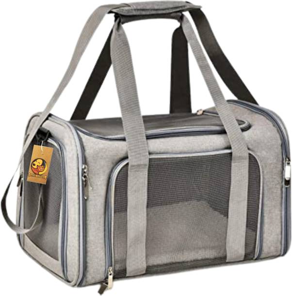 Foodie Puppies Mesh Airline Travel Bag | Designed with Breathable Space| Sturdy Pad Grey Airline Pet Carrier
