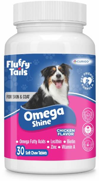 FluffyTails Omega Shine Coat & Fur Supplement Chicken Dog & Cat Chew