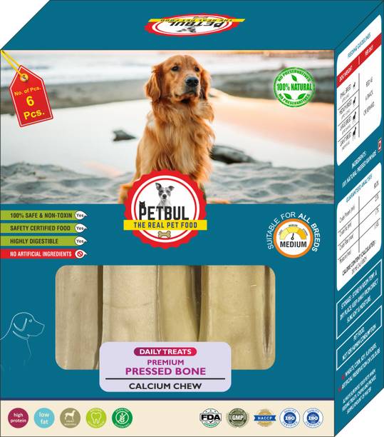 petbul pressed bone 6pc x 5inch calcium Dog Chew