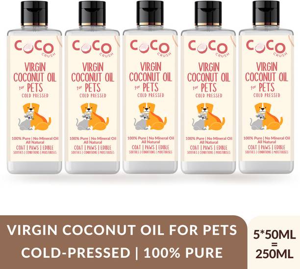 COCO CRUSH Virgin Coconut oil for Cats, Dogs, Puppy | Cold-Pressed, Edible, & Hair Massage 250 ml Pet Coat Cleanser