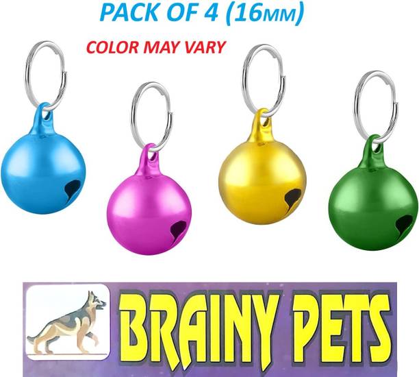 BRAINY PETS COLOURED 4 BELL FOR PET Collar, PARTY, Training Jingle Bell Collar Pendant(16mm) Bell Dog & Cat Collar Charm
