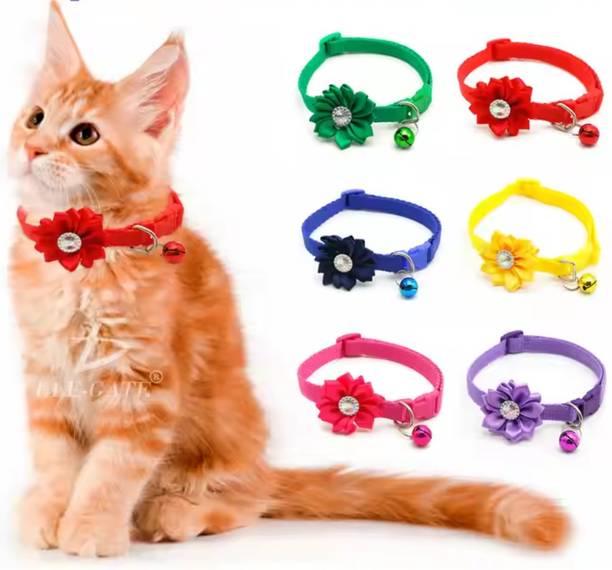 PSK PET MART Flower tie with Bell Collar with Bell for Puppy and Cats (Pack Of 2) Bell Dog & Cat Collar Charm