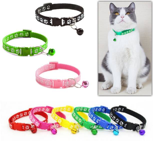 eshopy (Buy 1 Get 1 Free) Small Dog & Cat Pow Print Collar Necktie Collar (Multicolor) Bell Dog & Cat Collar Charm