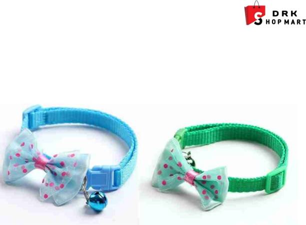 DRK Shop Mart Collars with Bow Tie and Bell Adjustable Puppy Kitten Or Certain Puppies 2 Pcs Bell Cat Collar Charm