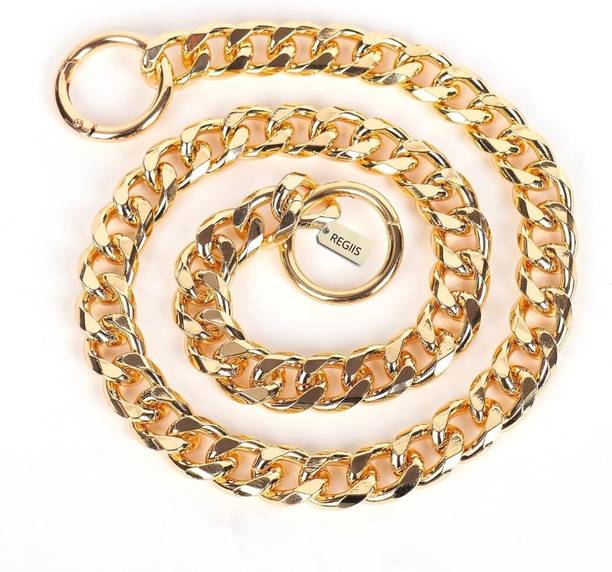 Regiis Medium Luxe Gold Cuban Link Chain Double Ring Clasp Style | 22 Inches कॉलर