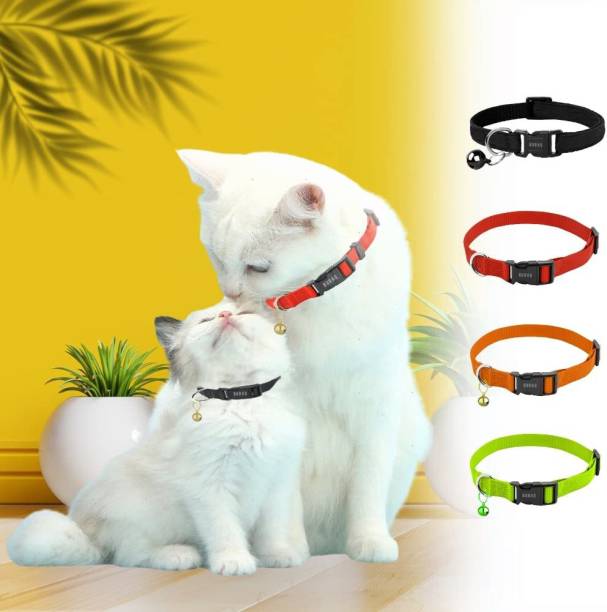 Buraq 2 Pcs Perfect Plain Cat Collar - for Indoor & Outdoor Use Cat Collar & Chain
