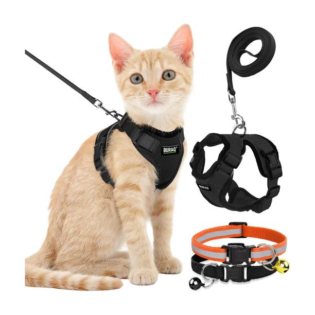 Buraq Escape Proof No Pull Cat Harness with Leash & 2 Pcs Cat Collar Cat Harness & Leash