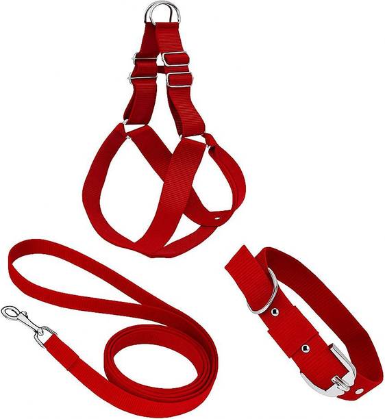 PAWPOURRI Stylish Adjustable Waterproof Dog Harness Belts Neck and Rope Set Dog Collar & Leash