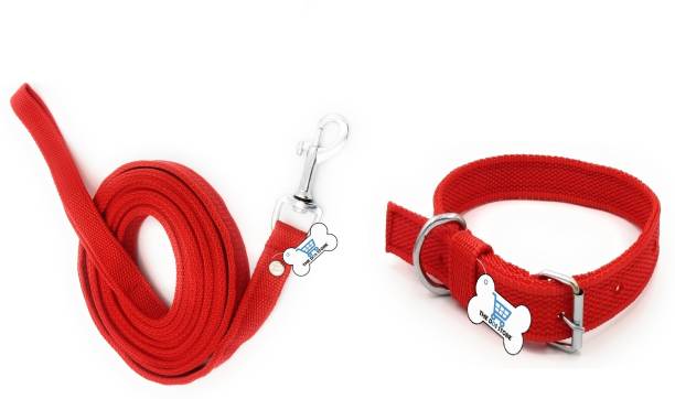 THE DDS STORE Dog Belt Combo of Red Dog Collar & Leash Specially for Small Breeds Dog & Cat Collar & Leash
