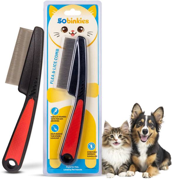 Gobinkies Flea Comb For Dogs & Cats | Stainless Steel Bristles | Lice & Tick Remover Basic Comb for  Dog & Cat