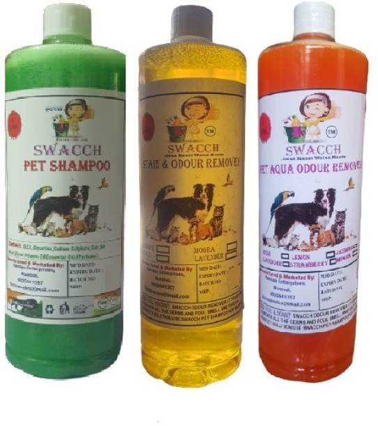 swacch Shampoo(Neem Alovera)+Deodorizer(Lemon)+ Stain Remover( Orange) (pack of 3) Pet Conditioner