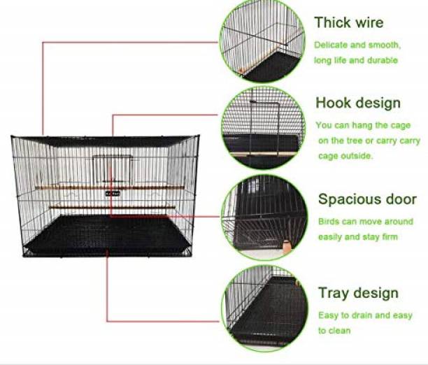 Animaux 1.5 FT Bird Cage Best for Lovebird, Parrot, Parakeet, Budgie, Cockatiel Cage Hard Crate Pet Crate
