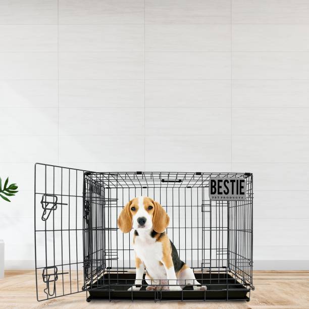 Bestie Dog Cage Foldable Kennel for Pets with Removable Tray Paw Protection Hard Crate Pet Crate