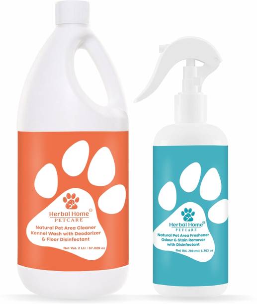 Herbal Home Pet Area Freshener(200ml) & Pet Area Cleaner(2L) - Odour & Urine Smell Remover Pet Cage Cleaner