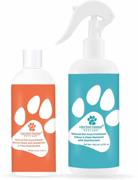 Herbal Home Pet Area Freshener(200ml) & Pet Area Cleaner(50ml) - Odour & Urine Smell Remover Pet Cage Cleaner