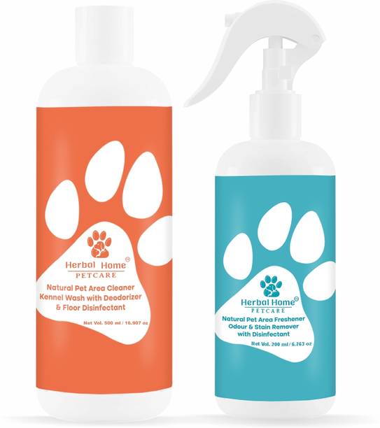 Herbal Home Pet Area Freshener(200ml) & Pet Area Cleaner(500ml)-Odour & Urine Smell Remover Pet Cage Cleaner