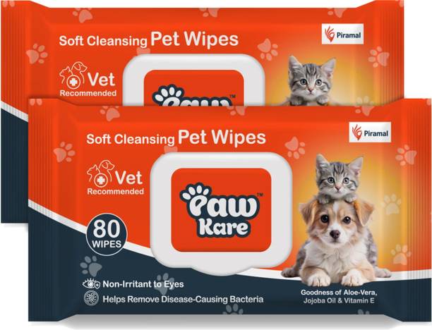 PawKare Pet Wipes for Dogs, Cats | Aloe,Vitamin E | Thick, Moist, pH Balanced, 160 Wipes Pet Ear Eye Wipes