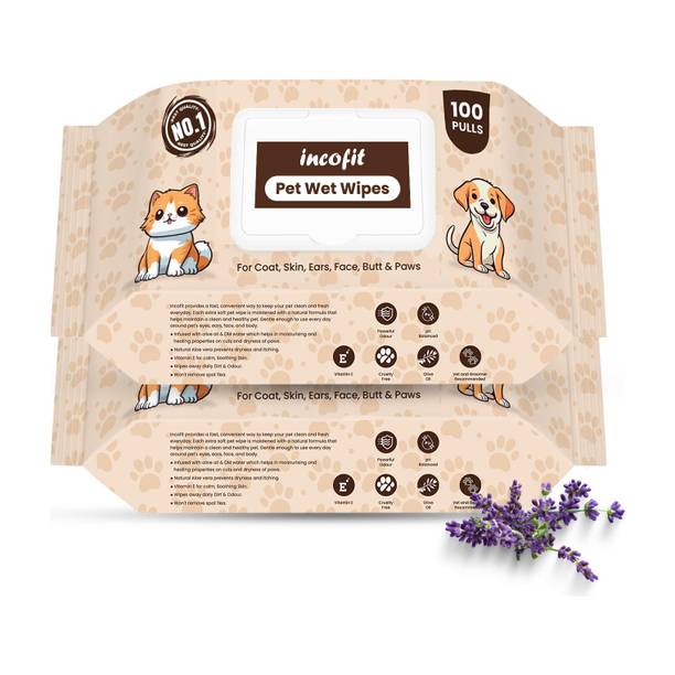 Paramount Incofit 200 Pulls Anti-Bacterial Pet Wet Wipes for Dogs, Puppies, Cats, Rabbits & Small Pet Ear Eye Wipes