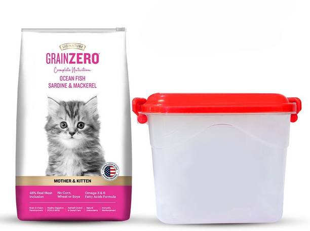 Signature Grain Zero With Container Ocean Fish Sardine and Mackeral 1 kg Dry Young Cat Food