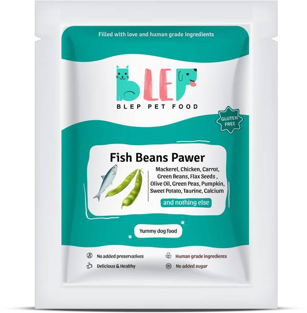BLEP Human Grade Fish Beans 100% Natural Dog Food (100gm x 1) Full Meal & Topper Fish 0.1 kg Wet Adult, Senior, Young Dog & Puppy Food