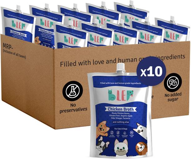 BLEP Human Grade Chicken Broth for Cats & Dogs (100gm *10 ) Full Meal & Topper Chicken 1 kg (10x0.1 kg) Wet Adult, Senior, Young Dog & Cat Food